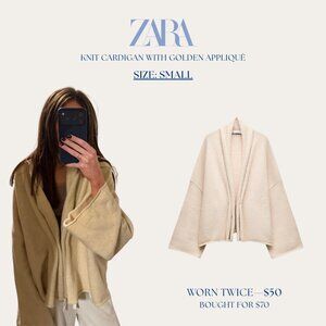 ZARA Knit Cardigan with Gold Applique